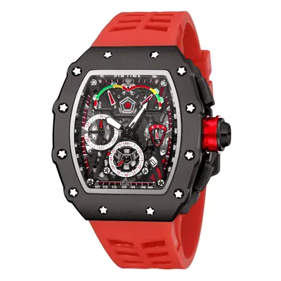 VEANXIN Unique Men Punk Wristwatch Hollow Big Dial Luminous Waterproof Sport Analog Quartz Busin