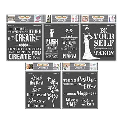 Stencils for Painting on Wood, Canvas, Paper, Fabric, Floor, Wall and Tile - Motivational Quotes