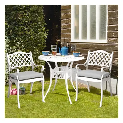 (White) Retro Set of Cast Aluminum Garden Chairs