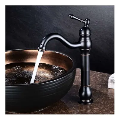 Vintage black brass mixer tap high spout bathroom mixer tap elegant antique design