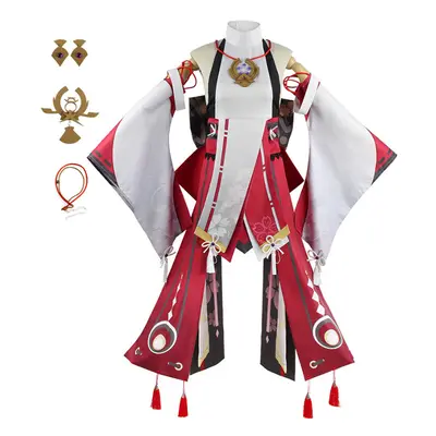 (RoseRed, M) Genshin Impact Yae Miko Guuji Yae Cosplay Halloween Costume Uniform Outfits