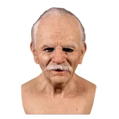 (B) Halloween Old Man Cosplay Silicone Full Head Mask Headgear Realistic Masquerade