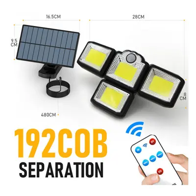 (Separation-192 COB) 192/198 LED COB Outdoor Solar Lights Head Motion Sensor Wide Angle Lighting