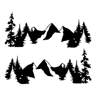 (Black) 2pcs Snow Mountain Sidy Body Decal Vinyl Sticker For Off Road Camper Van Motorhome Boat 