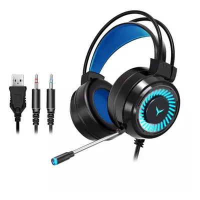 (Black, 7.1 channel + USB) Gaming Headset 7.1 Channel 50MM Speaker Unit Colorful Circular Breath