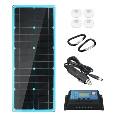 18V 30W Solar Panel Dual DC&USB Monocrystaline Flexible Solar Charger w/ 10A Solar Controller