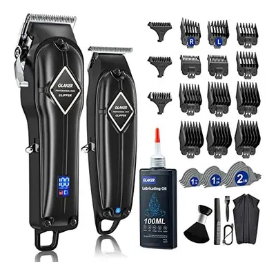 GLAKER Professional Hair Clippers Men + T-Blade Trimmer Kit, Cordless Barber Clippers Hair Cutti