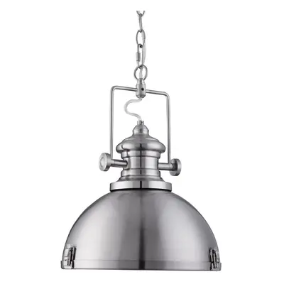 Industrial Satin Silver Ceiling Pendant Light Fitting Lighting Acrylic Diffuser