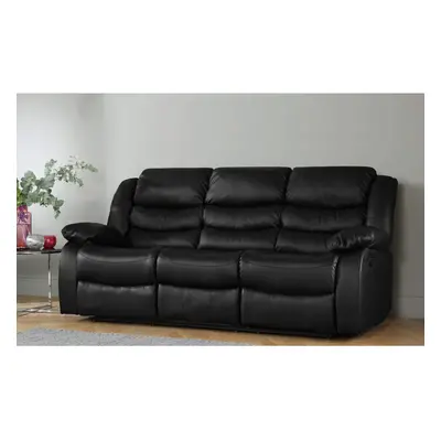 (3 Seater Sofa) Black Recliner Sofa Leather bonded Reclining Lazyboy Sofa Suite Sofas Chair 2 or