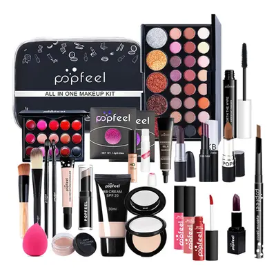 27pcs Foundations With Cosmetic Bag Charming Professional Long Lasting Mascara Makeup Set Matte 