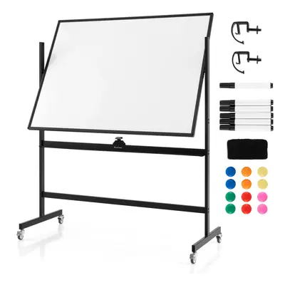 Double Sided Magnetic Whiteboard Adjustable Mobile Revolving Board with Magnets