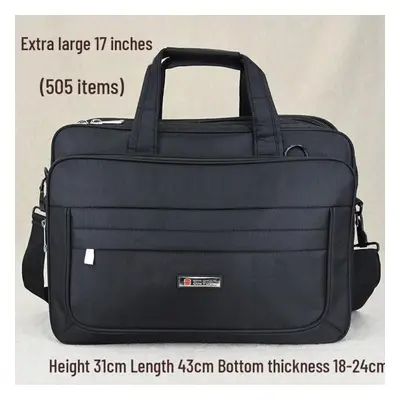 (black, Large size, inches, 505) Men&apos;s Canvas Business Briefcase with Large Capacity for La