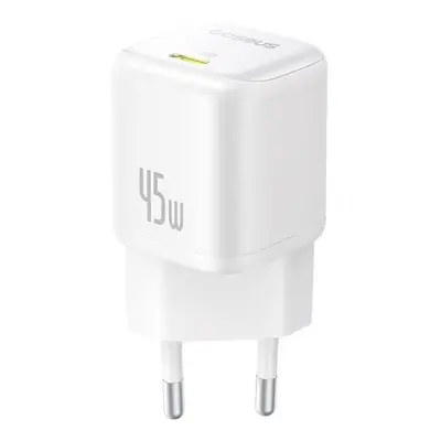 (white) Baseus Picogo Gan 45w Fast Charger, Type C Charger, Mini Portable Ultra Fast Charger For