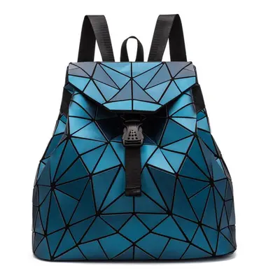 (navy blue) Female Backpack Girl Student School Bag Holographic Laser Geometry Travel Bag Design