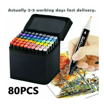 (80 colors) 24/80 Colour Brush Pens Set Dual Tips Soft Fine Art Markers Drawing Watercolour