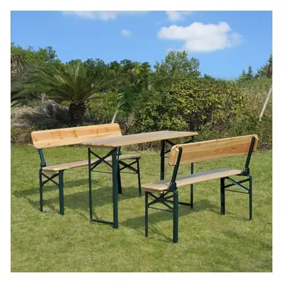 Outsunny 3PC Wooden Garden Picnic Set Patio Dining Table Bench Chair Party