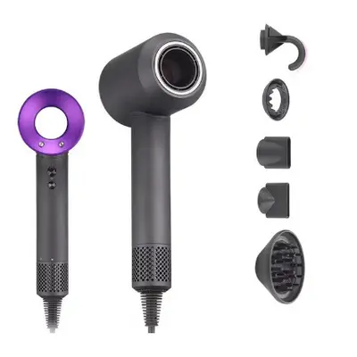 (Purple) (3M SuperSonic Set) 5in1 Hair Dryer Professional Salon Leafless Blower