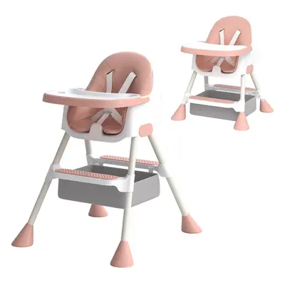 (Pink) UBRAVOO 2-in-1 Baby High Chair Months Plus for Babies and Toddlers with Footrest, Detacha