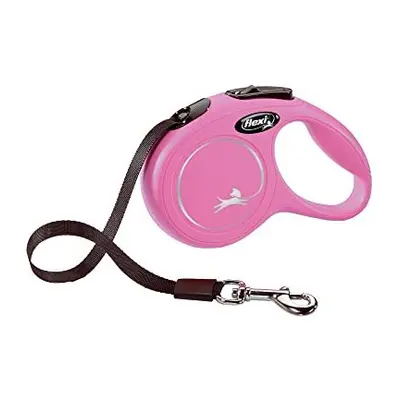 Flexi New Classic Retractable Dog Leash (Tape), ft, Extra Small, Pink