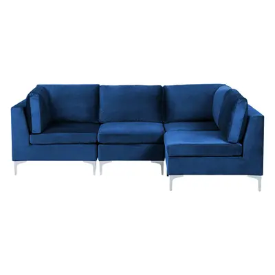 Corner Sofa EVJA Velvet Navy Blue Left Hand