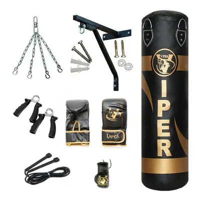 Viper 4ft Heavy Filled Boxing Punch Bag Set Home Gym Training Gloves Bracket