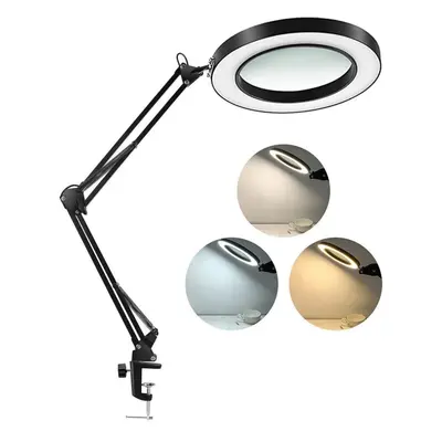 Led Magnifying Lamp With Clamp, 1,500 Lumens Stepless Dimmable, Color Modes, 5-diopter 4.3 Real 