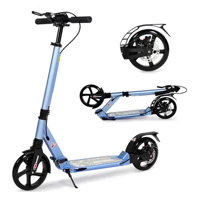 (Blue) Adult Kick Scooter with Double Shock Absorption