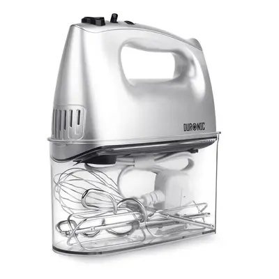 Duronic HM4 /SR Electric Hand Mixer, Speeds, 400W, Attachments: Beaters/2 Dough Hooks/1 Whisk, A