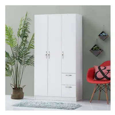 Essentials 3-Door Double Wardrobe in White Spacious Bedroom Storage