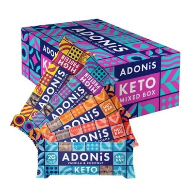 Adonis Mixed Box With Flavours | High Protein & Nut Keto Bars (20 Bars) | Vegan/Keto-Friendly | 