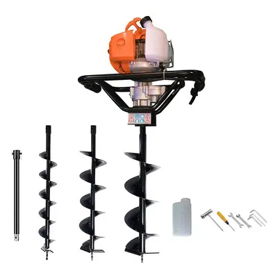 Petrol Earth Auger Post Hole Borer Ground Drill with Bits, 4, 6, 8" Bits and accessories