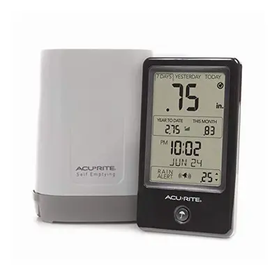 ACURITE Wireless Rain Gauge with Indoor Digital Display, Black