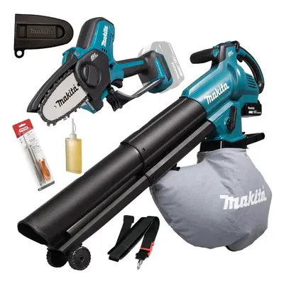 Makita 18v Cordless Chainsaw Pruner + Blower Vacuum Pack + Bag DUB187Z + DUC101Z