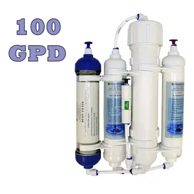 Finerfilters Stage Compact Aquarium Reverse Osmosis Unit - GPD with Inline DI Resin Chamber for 