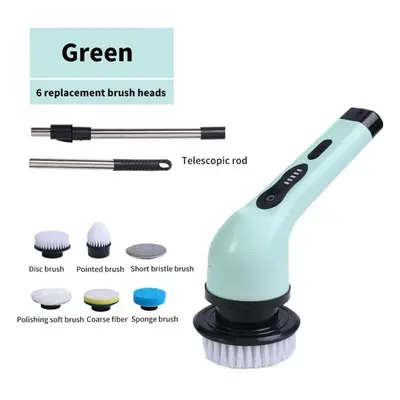 (green, in 1) 9-in-1 Multifunctional Wireless Electric Cleaning Brush Household Kitchen Bathroom