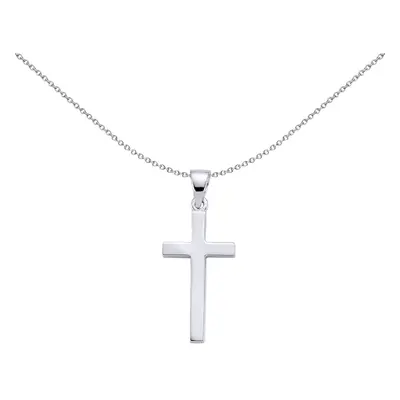 Jewelco London Ladies Sterling Silver Polished Cross Pendant Necklace inch - GVP159