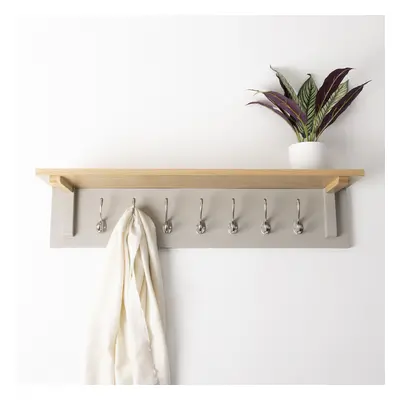 Charnwood Floating Shelf with Steel Metal Hooks kg Mountable and Painted Grey Finish