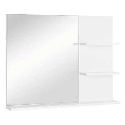 kleankin Bathroom Mirror Wall Mount Vanity Mirror with Storage Shelves, White