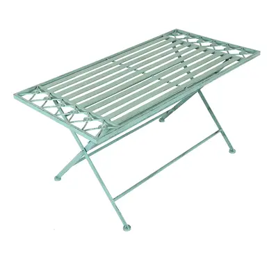 Charles Bentley Wrought Iron Decorative Outdoor Foldable Coffee Table Rustic Lightweight and Pra