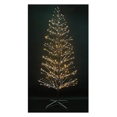 7ft/210cm Pre Lit LED Lights Brown Snowy Twig Tree Indoor Warm White Lights Birch Tree