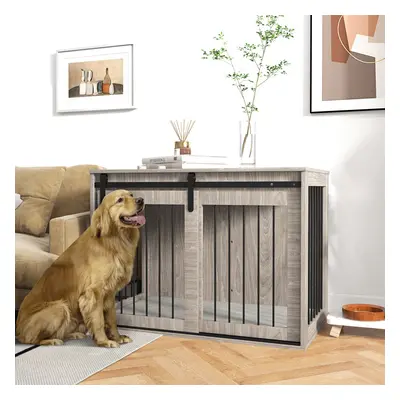 PawHut Dog Crate Furniture with Removable Cushion for Large Dogs - Brown