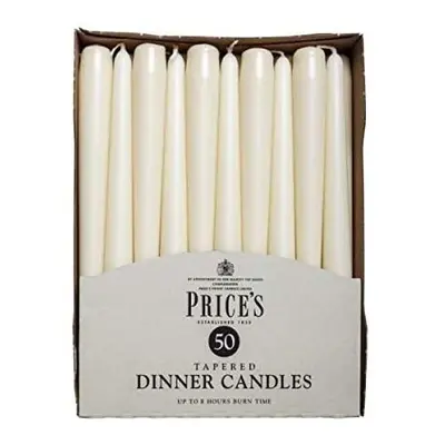 Price's Ivory Candles Tapered Dinner Candles, Pack of