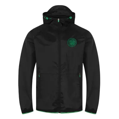 (Black Green, XL) Celtic FC Official Football Gift Mens Shower Jacket Windbreaker