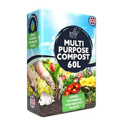 Pelle & Sol 60L Multi-Purpose Compost Soil Bag Organic Soil Seed Compost, Nutrient Rich Compost 