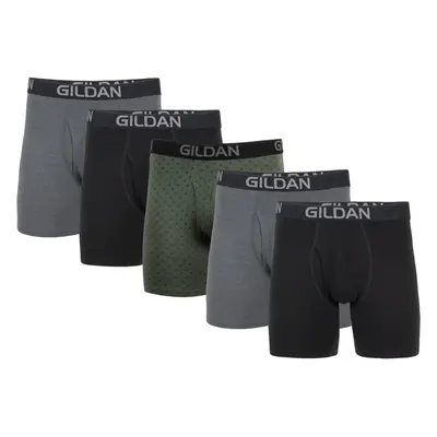 Gildan Men's Underwear Cotton Stretch Boxer Briefs Multipack Blk/Heather Dark Grey/Green Midnigh