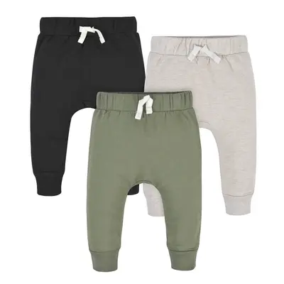 Gerber Baby Boys' Toddler 3-Pack Jogger Pants Green/Black 3T