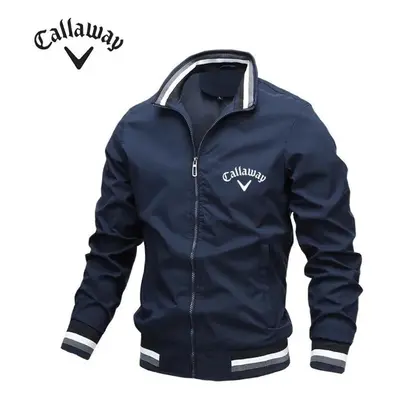 (navy blue, XXL) Embroidered Callaway Men&apos;s Zippered Jacket Seasonal High-quality Business 