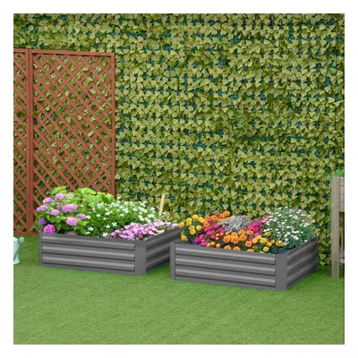 2 PCS Galvanized Steel Rectangular Raised Garden Bed Planter Box