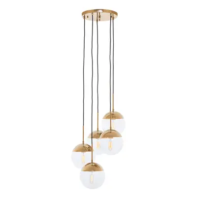 Premier Housewares Revive Gold Finish Five Pendant Lights