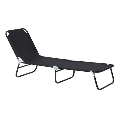 Outsunny Folding Lounge Chair Outdoor Chaise Lounge for Bench Patio Black